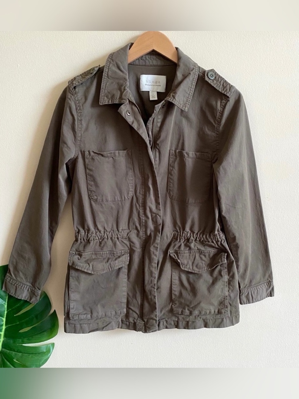 Hinge Utility Jacket Zip Front Army Green Women's Size Small